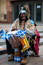 Lively street performer, Buchanan Street, in front of the Glasgow Royal Concert Hall